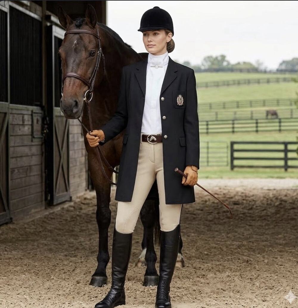VTG Ralph Lauren LRL Blazer Women’s 16 Crest Wool Jacket Equestrian Preppy Black